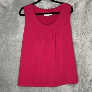 Jones Studio 1X Shirt Tank Top Fuchsia Pink Solid Sleeveless Scoop Neck Stretch